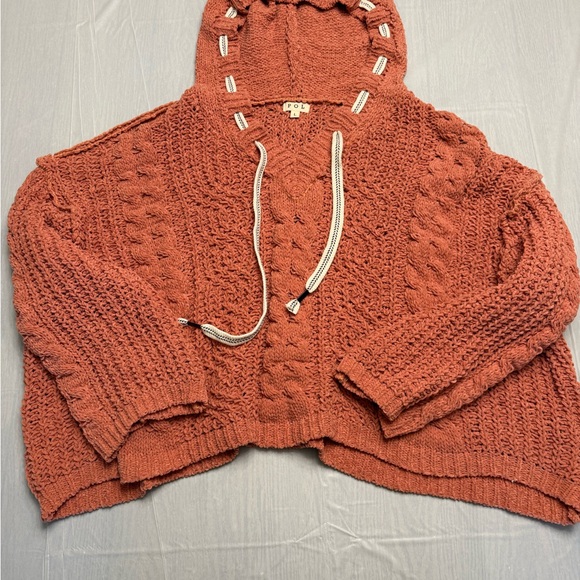 Women’s POL Boutique Terracotta Knit Sweater with Ivory Accents, NWOT, Large - Picture 3 of 8